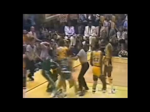 Cedric Maxwell vs James Worthy nba fight 1984 finals game 6