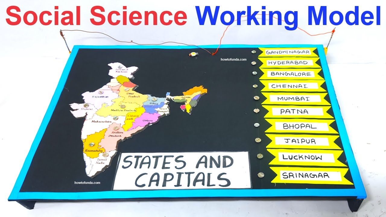 social science working model - states and its capitals - geography  with led lights | howtofunda