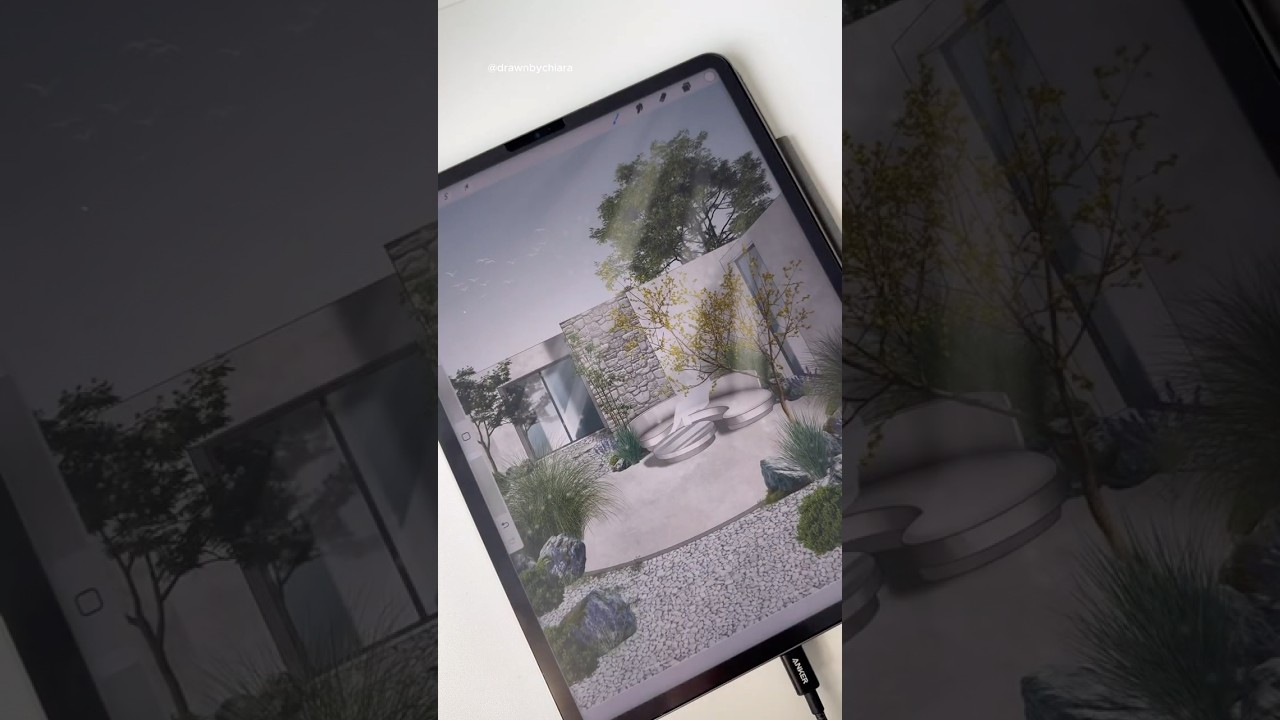 Creating a garden visualization with Procreate #architect #gardendesign #landscapearchitecture