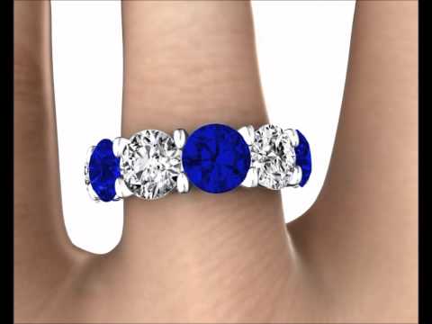 Round Cut Sapphire & Diamond Eternity Ring by Arazi Diamonds