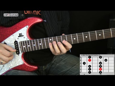 The 5 pentatonic scales for guitar: "A minor pentatonic position 3" - Simple exercise