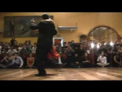  Vilma Fabiana Vega  and  Fernando Galera  are  dancing  to  the  milonga  "  A Lo Pirincho  "