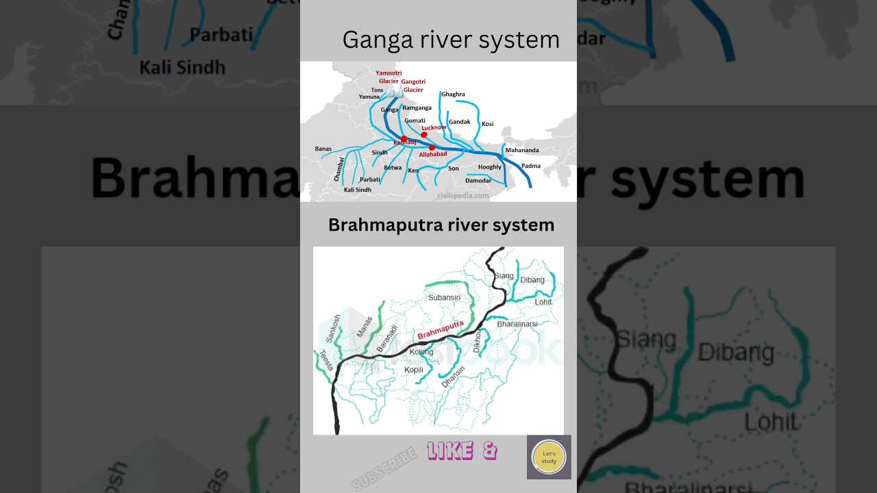 Ganga river system with tributaries|| Brahmaputra river system with tributaries #short #ytshorts #yt