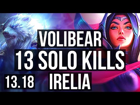 VOLIBEAR vs IRELIA (TOP) | 13 solo kills, 18/3/5, Legendary | TR Diamond | 13.18