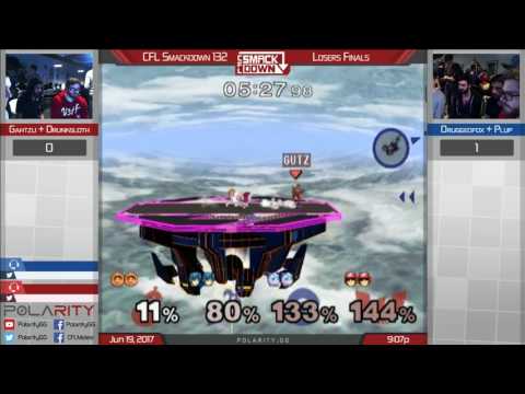 CFL Smackdown 132 Melee - Gahtzu + Drunksloth vs Druggedfox + Plup - Doubles Losers Finals