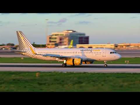 Vueling | EC-MGE | Airbus A320-232 (MSN 6607) landing from Bilbao during the 'golden hour'