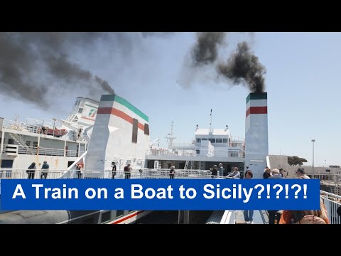 Crossing the Strait of Messina to and from Sicily on the InterCity train boards a ferry!