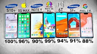 Galaxy S10 Plus vs iPhone XS MAX vs Note 9 vs S9+ vs MATE 20 Pro vs OnePlus 6T - Battery Drain Test!