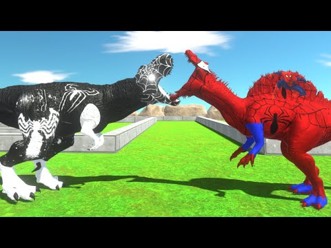 Spider-man Spinosaurus vs Black Spider-man T rex | Animal Revolt Battle Simulator