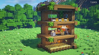 ⚒️ Minecraft : How To Build a 3rd Floor Survival Wooden House_마인크래프트 건축 : 3층 야생 나무 집 만들기