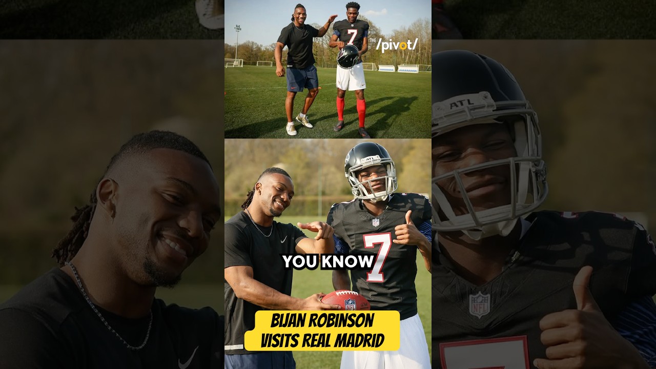 Bijan Robinson 🤝 the NFL star takes on the other football, Real Madrid blown away with his skill