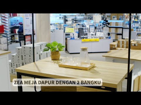 Gambar Informa Zea Set Meja Dapur Dengan 2 Bangku - Cokelat Oak