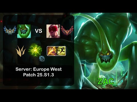 Zac Jungle vs Lee Sin - EUW Challenger - Patch 25.S1.3