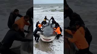 stranded great white shark