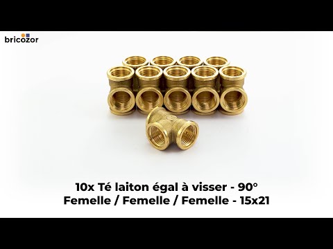 Té laiton égal à visser - 90° -  Femelle / Femelle / Femelle - Sachet de 10 BRICOZOR