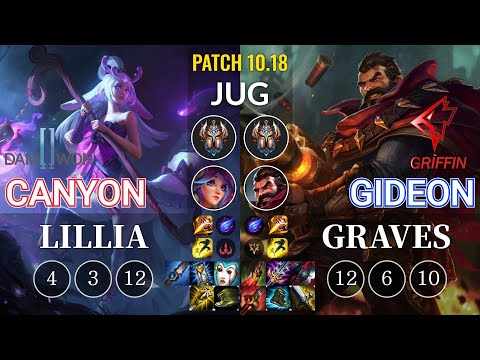 DWG Canyon Lillia vs GRF GIDEON Graves Jungle - KR Patch 10.18