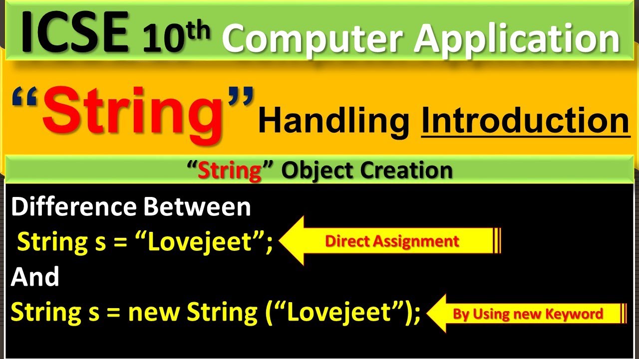 Java-String Handling Introduction || String Constant Pool || ICSE 10th Computer Application