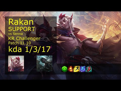 Rakan Support vs Senna - KR Challenger 1/3/17 Patch 11.10 Gameplay // [롤] 라칸 vs 세나 서폿