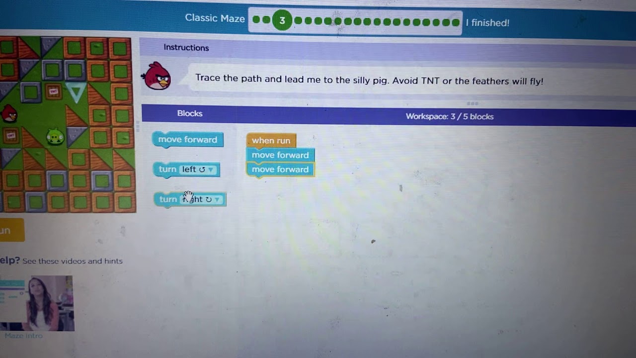 Code.org Classic Maze Puzzle 3