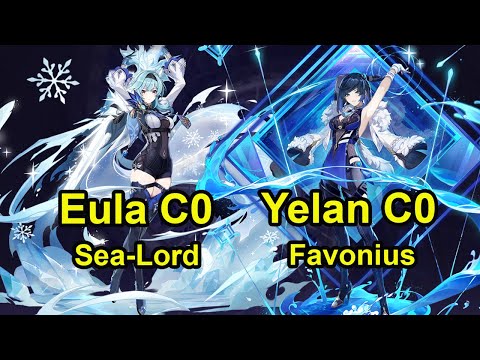 F2P Eula C0 Sea-Lord & Yelan C0 Favonius spiral abyss floor 12 genshin Impact