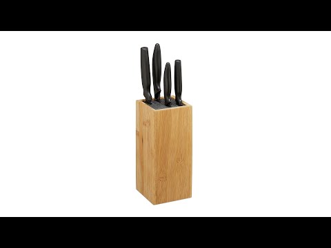 Messerblock aus Bambus Schwarz - Braun - Bambus - Kunststoff - 11 x 23 x 11 cm