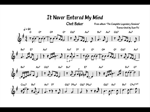 It Never Entered My Mind - Chet Baker Transcription