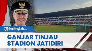 Potret Ganjar Pranowo Tinjau Stadion Jatidiri Semarang, Berlari dan Menjajal Kondisi Rumput