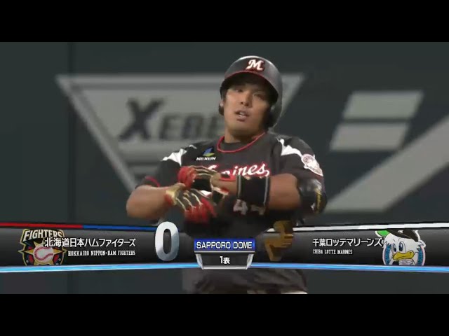 【1回表】マリーンズ・井上 豪快なスイングでフェンス直撃のタイムリー2ベースを放つ!! 2016/9/17 F-M