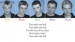 Westlife - You make me feel Color Coded lyrics (Byrne, Egan, Feehily, and Filan on lead vocals)