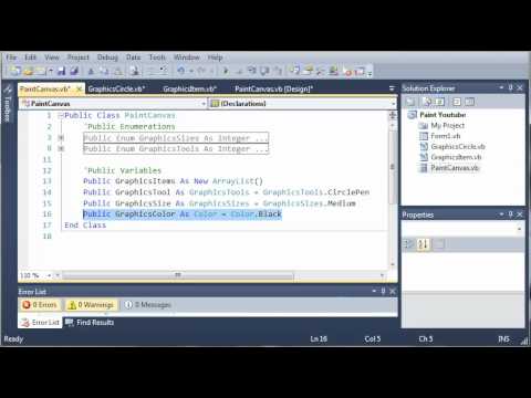 Visual Basic Tutorial - 171 - Paint Part 4 Building PaintCanvas Video ...