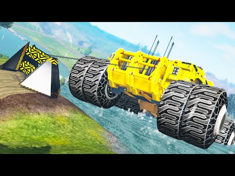 Giant Winch Сrushes Сars #10 - Beamng drive