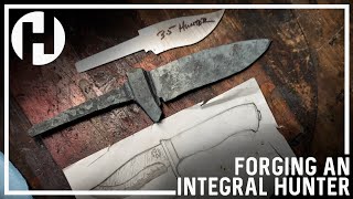 Forging an Intergral Guard Damascus Hunting Knife