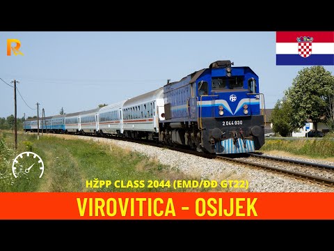 Cab Ride Virovitica - Osijek (Croatian Railways) train drivers view 4K