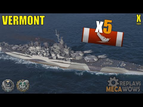 Battleship Vermont 5 Kills & 139k Damage | World of Warships Gameplay