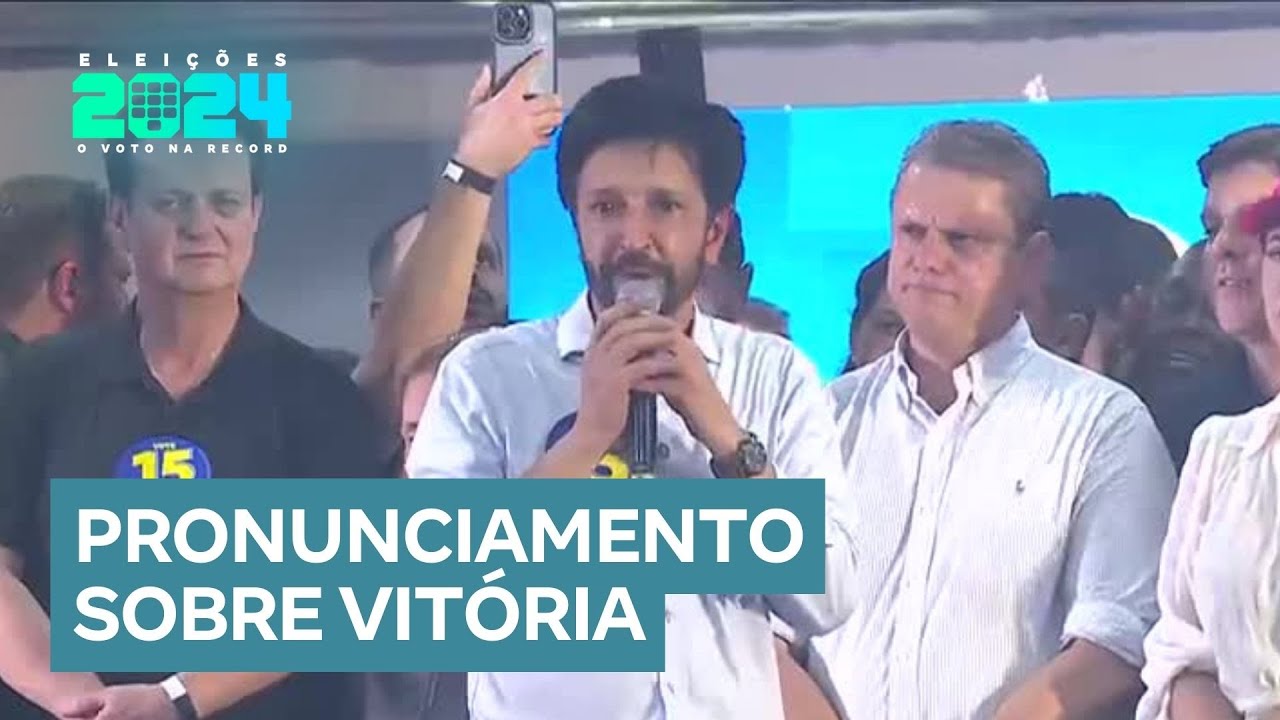 Ricardo Nunes faz primeiro pronunciamento após ser reeleito prefeito de São Paulo