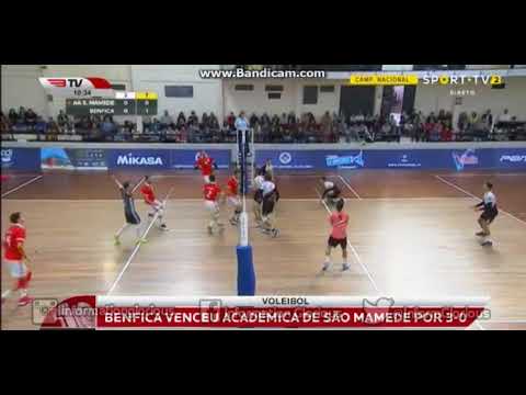 Voleibol, 3ª jornada: AA São Mamede 0-3 SL Benfica
