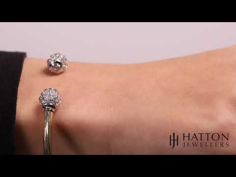 9ct Yellow Gold Twisted Gem Set Torque Bangle - 4mm - Ladies