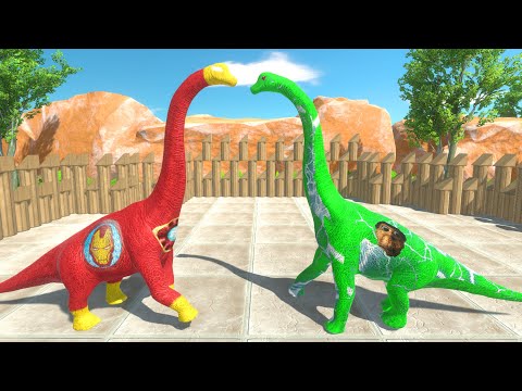 NEW OBUNGA vs ALL IRON MAN BRACHIOSAURUS BATTLE DEATH RUN - Animal Revolt Battle Simulator