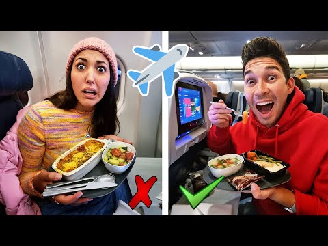 DON'T CHOOSE THE WRONG PLANE FOOD CHALLENGE! *We only eat plane food for 24 hours*