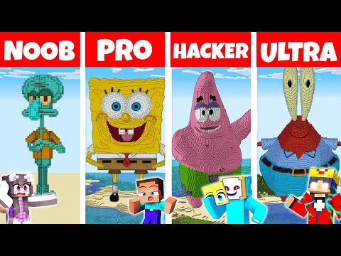 Minecraft NOOB vs PRO vs HACKER: SICHERSTER SPONGEBOB BAU CHALLENGE ⛏
