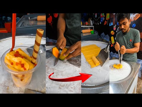 This Man is Making Extremely Tasty Mango Ice Cream Rolls | Bangladeshi Street Food | Ice Cream Rolls