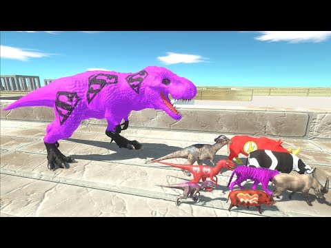 Escape from PURPLE SUPERMAN T-REX - Animal Revolt Battle Simulator