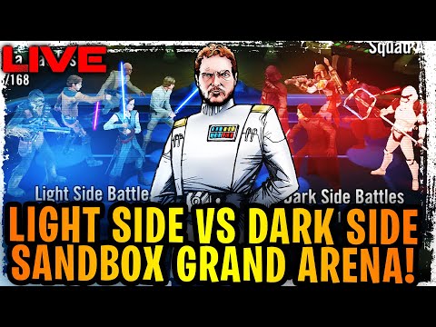 LIGHT SIDE VS DARK SIDE GRAND ARENA SANDBOX CHALLENGE LIVE - Malak Destroys Jedi Master Luke in 1v1!
