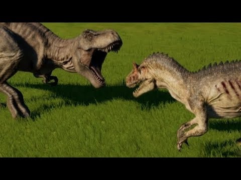 Jurassic World Evolution - Allosaurus vs Tyrannosaurus Rex (1080p 60FPS)