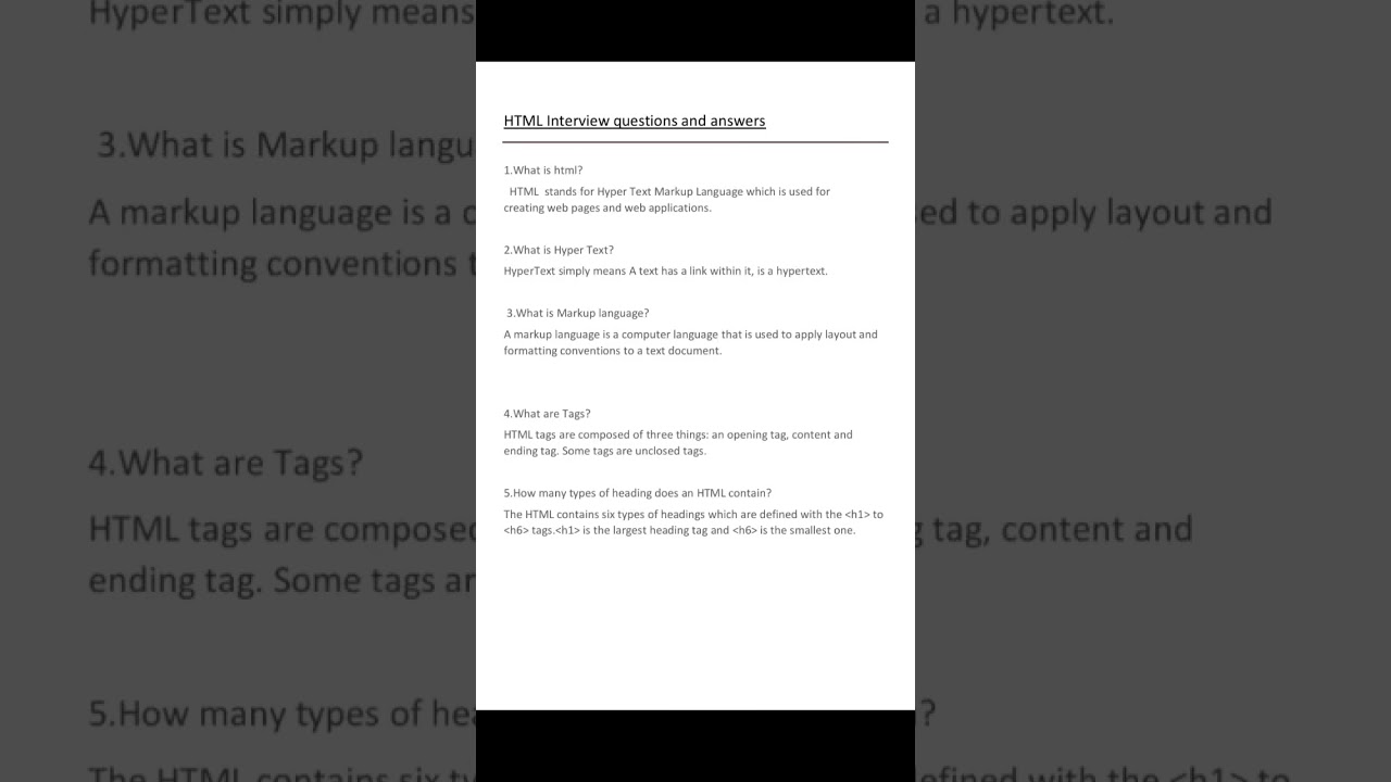 HTML Interview questions and answers  part 1