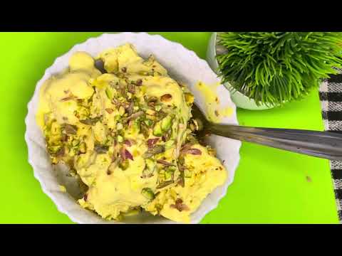 Kesar pista ice cream/ without freezer/ instant ice cream/ smooth creamy kesar pista ice cream/