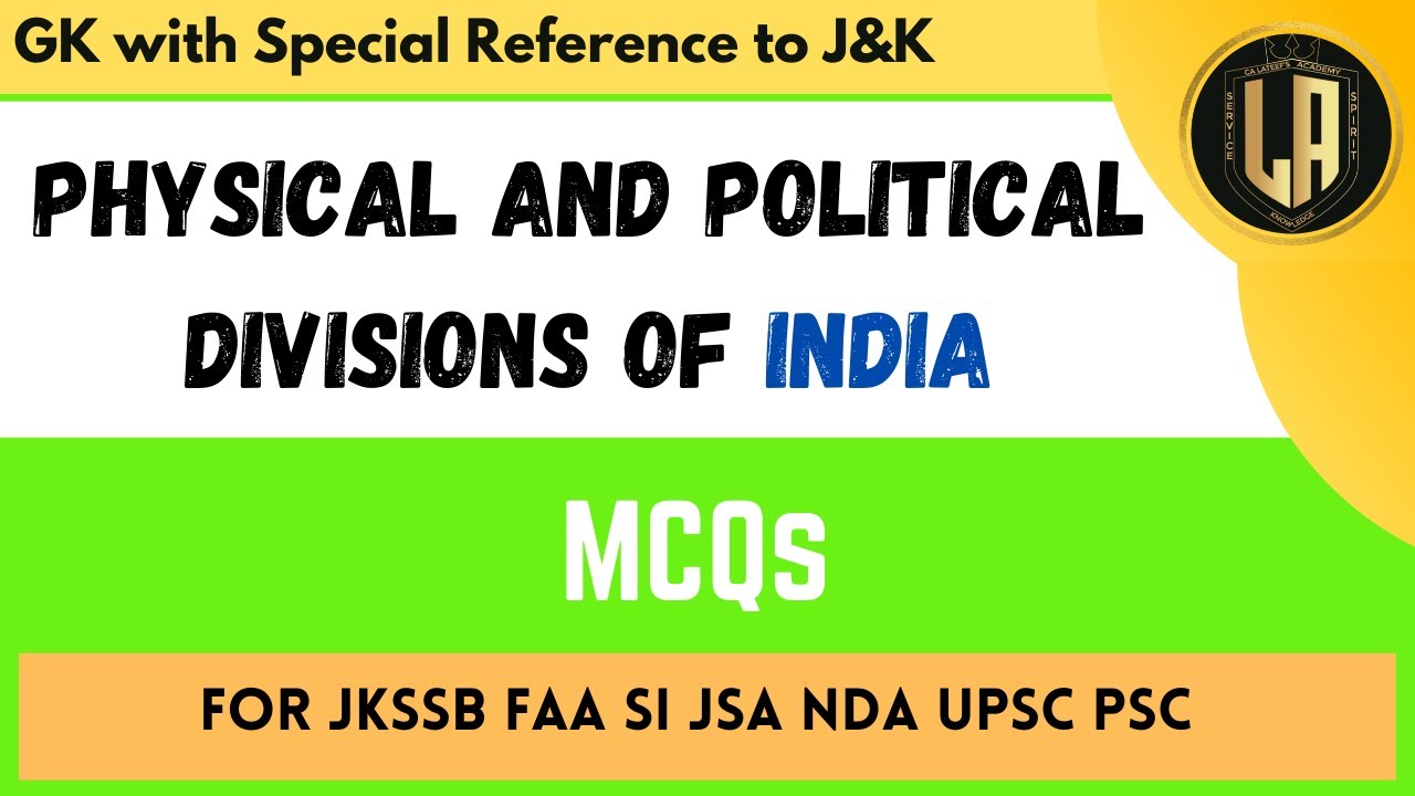 Watch video Top MCQs on Physical and Political Divisions of India | For JKSSB FAA SI JKPSC NDA | By Tawqeer Sir Now Top MCQs on Physical and Political Divisions of India | For JKSSB FAA SI JKPSC NDA | By Tawqeer Sir