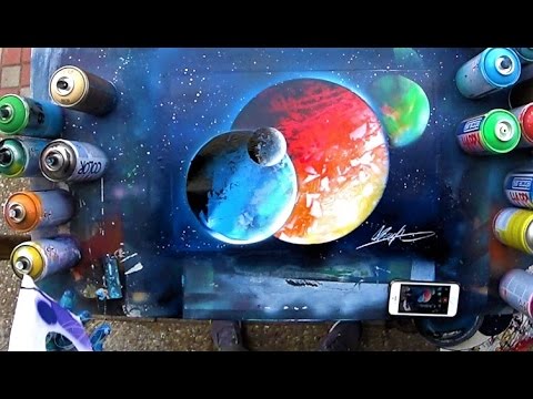 HOW to make planet UNDER planet and OVER planet 3D - SPRAY PAINT TUTORIAL by Skech