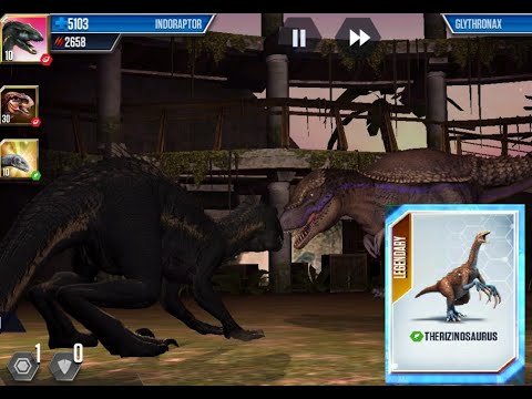 GLYTHRONAX VS INDORAPTOR REWARD THERIZINOSAURUS II Jurassic World The Game II Dinosaurs Game
