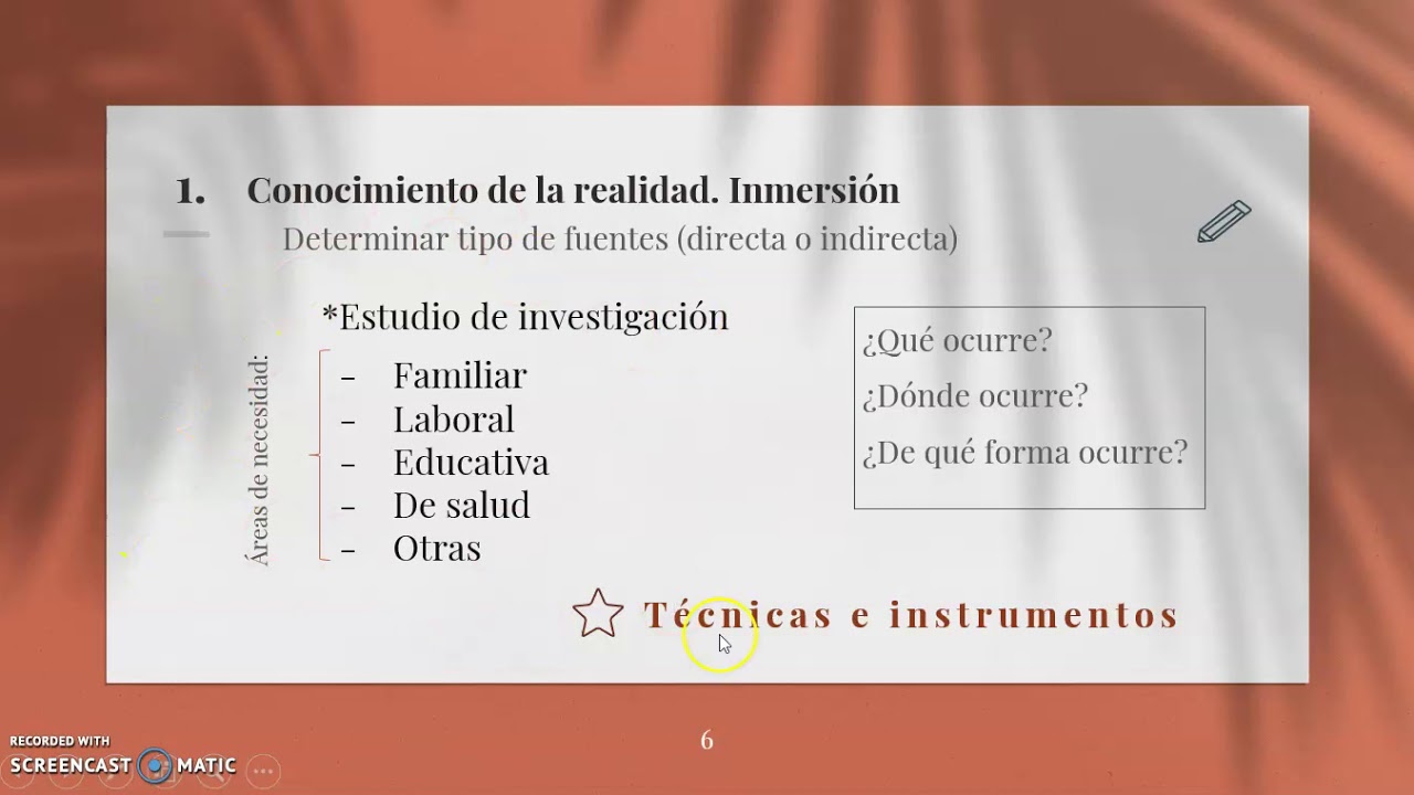Técnicas e instrumentos en la metodología de Trabajo  Social